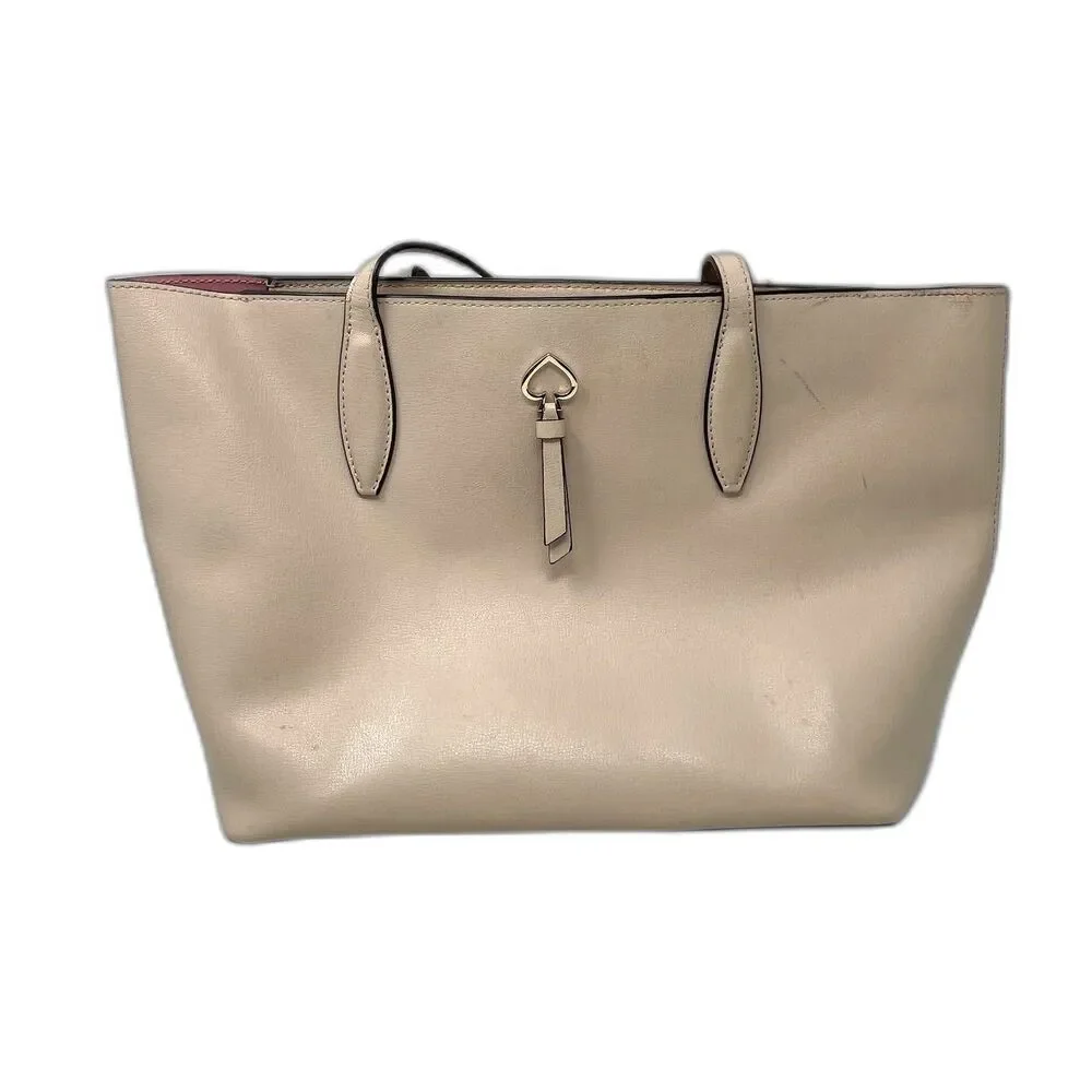 Kate Spade New York Adel Pale Pink Beige Leather Tote Bag